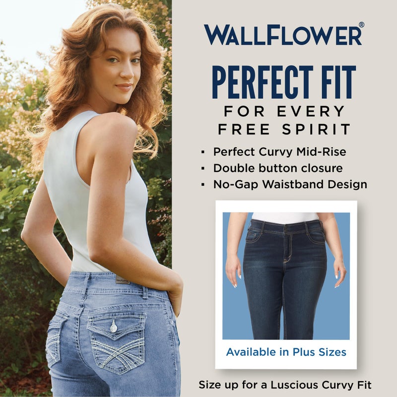 WallFlower Women's InstaStretch Luscious Curvy Bootcut Jeans, Black, 7 - Image 4